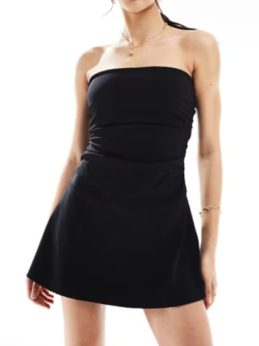 Pull&Bear Bengaline Bandeau Mini Dress - Black NWT L